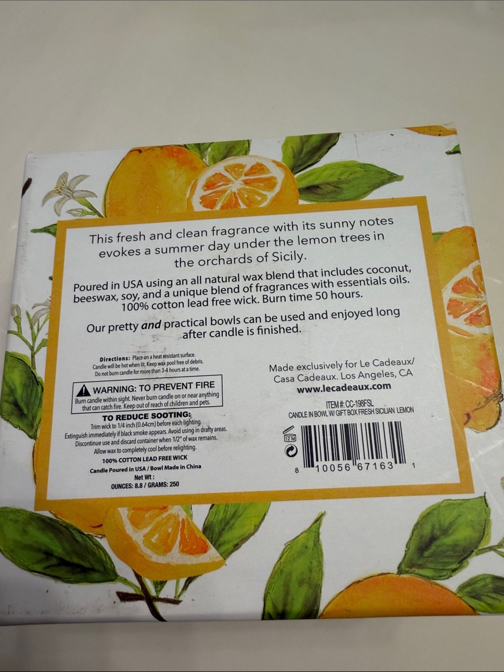 Fresh Sicilian Lemon Aromatic Candle - Yellow - Picture 3 of 3